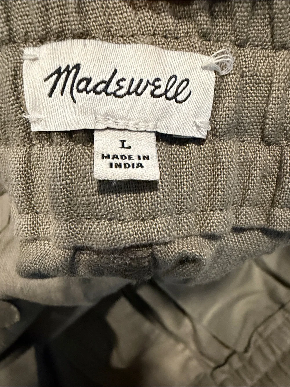 Madewell Olive Drawstring Linen-Blend Chinos